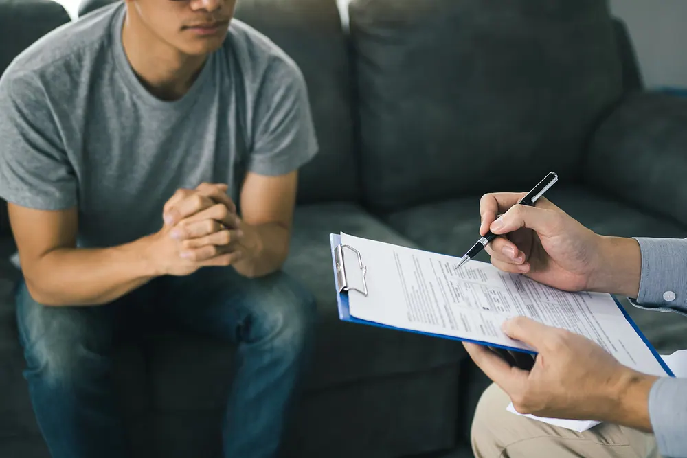 New patient filling out intake forms