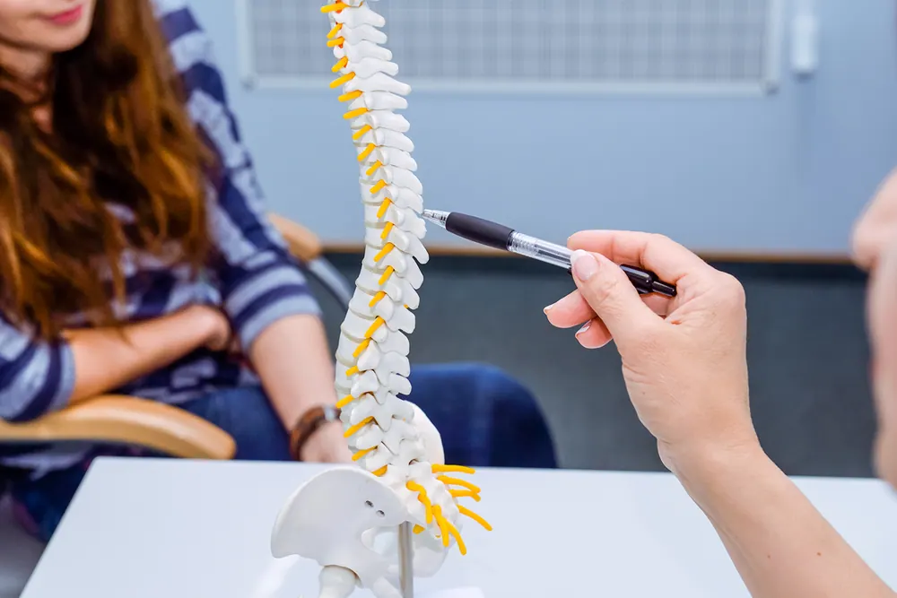 Chiropractor consulting with a new patient